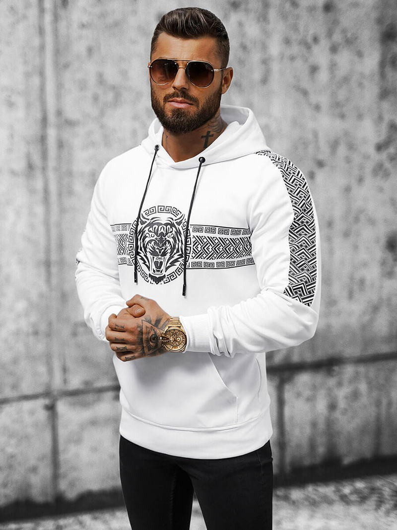 Bluza z kapturem męska biała OZONEE JS/8B996/1