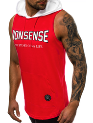 T-Shirt z kapturem męski czerwony OZONEE MAD/2882Z