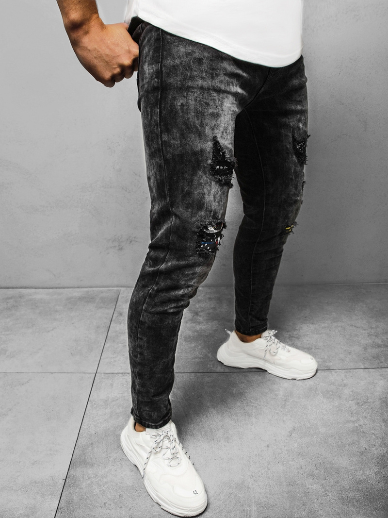 Spodnie jeansowe męskie czarne OZONEE DR/TF102Z