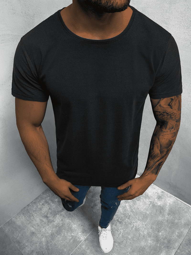 T-Shirt męski bez nadruku czarny OZONEE O/BL83