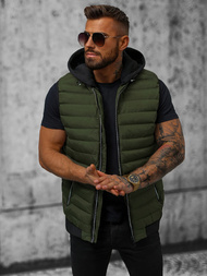 Kamizelka męska pikowana z kapturem khaki OZONEE N/7135Z