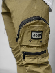 Spodnie męskie chino joggery ciemno-beżowe OZONEE O/PS5501