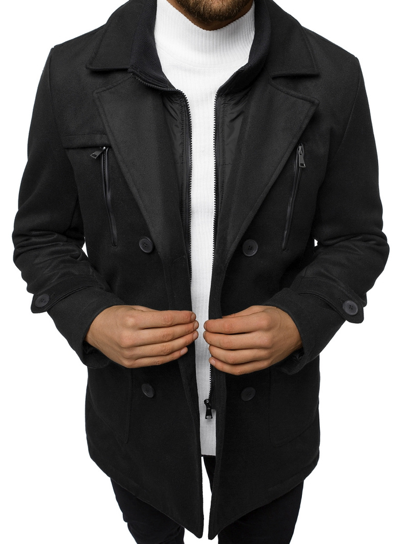 Płaszcz męski czarny OZONEE JS/79M3143