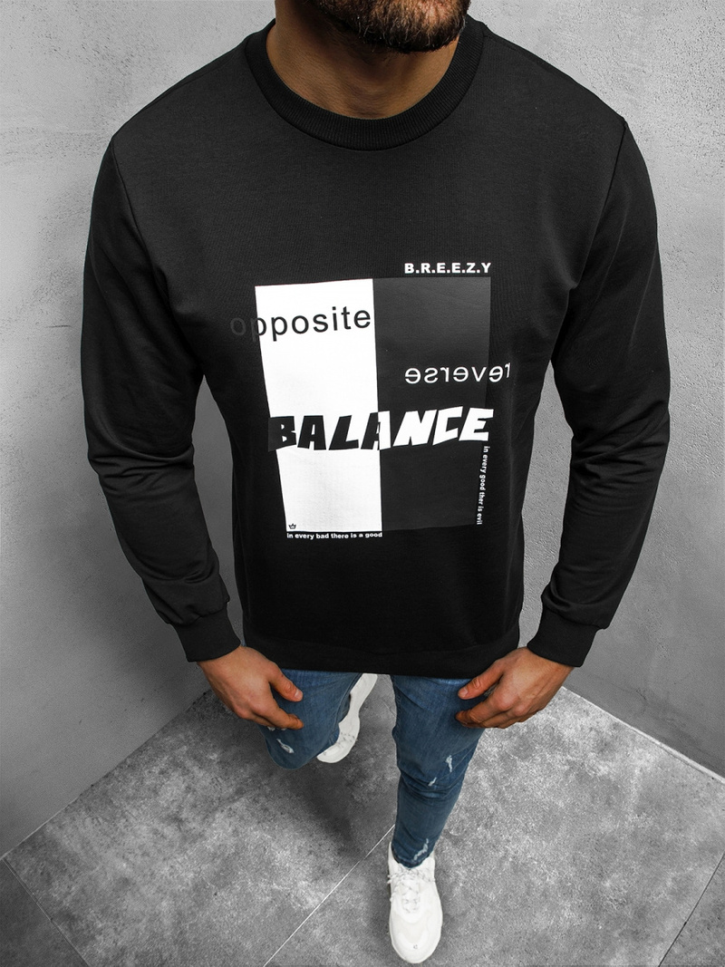 Bluza męska crewneck czarna OZONEE B/21402023Z