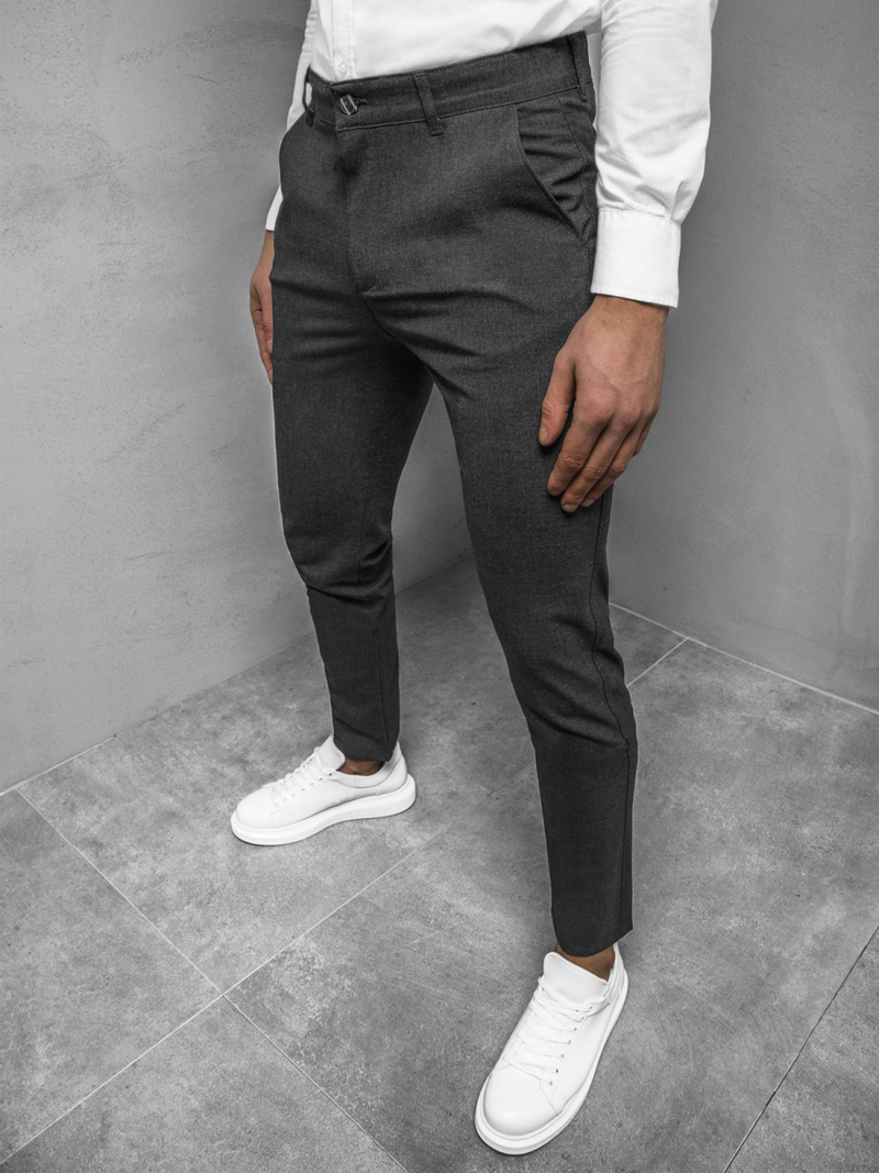Spodnie męskie chino materiałowe grafitowe OZONEE DJ/5511-1