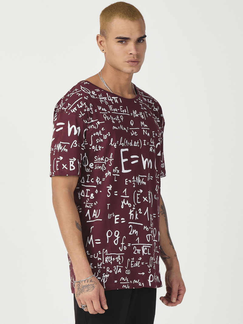 T-Shirt męski z nadrukiem bordowy OZONEE MR/21533