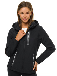 Kurtka softshell damska z kapturem czarna OZONEE JS/HD185/1
