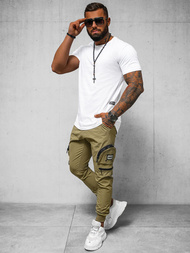 Spodnie męskie chino joggery ciemno-beżowe OZONEE O/PS5501