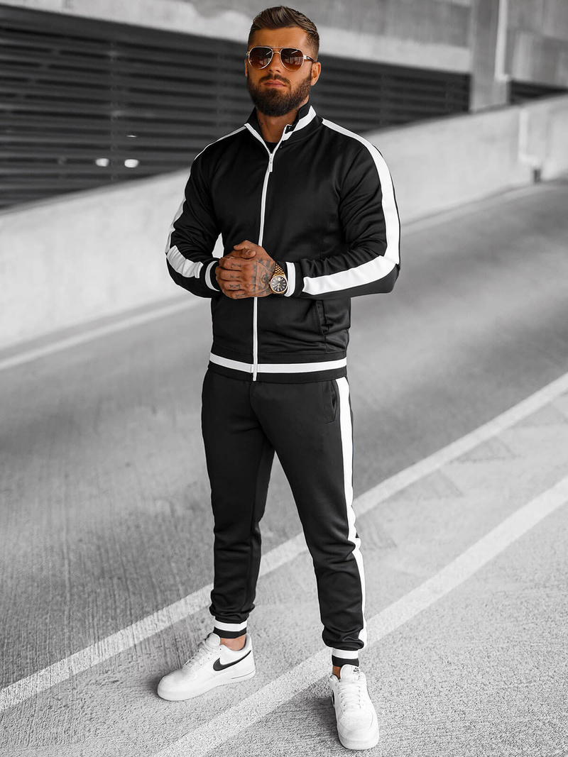 Komplet dresowy męski czarny OZONEE JS/8C99/3Z