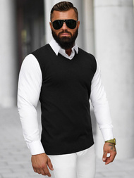 Sweter męski bez rekawów czarny OZONEE NB/MM6005/4Z