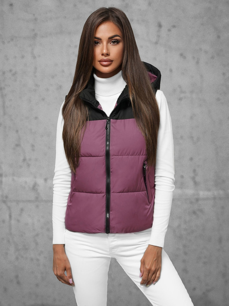 Kamizelka damska pikowana ciemno-różowa OZONEE JS/16M9112/53