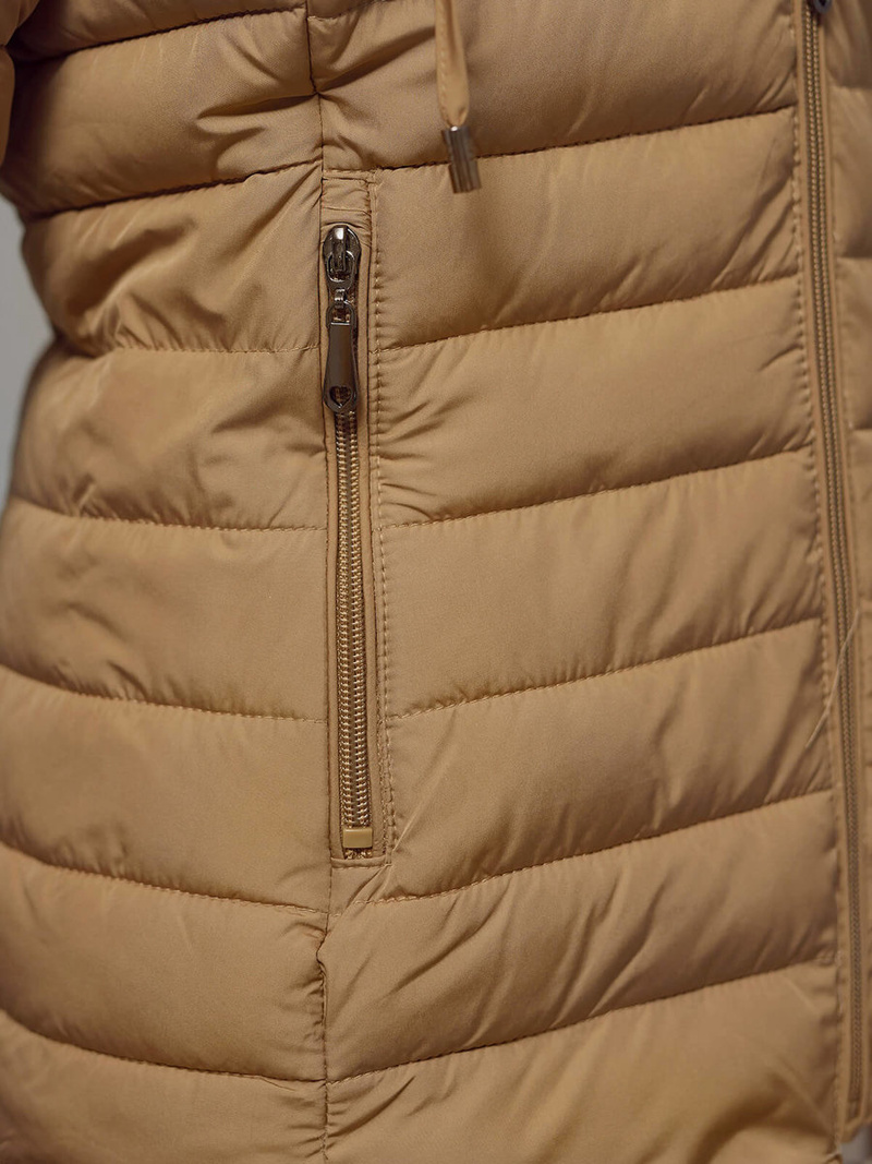 Kurtka damska pikowana ciemno-beżowa OZONEE JS/16M9103/84