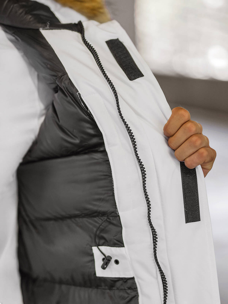 Kurtka zimowa męska z futerkiem biała OZONEE JS/5M779/281Z