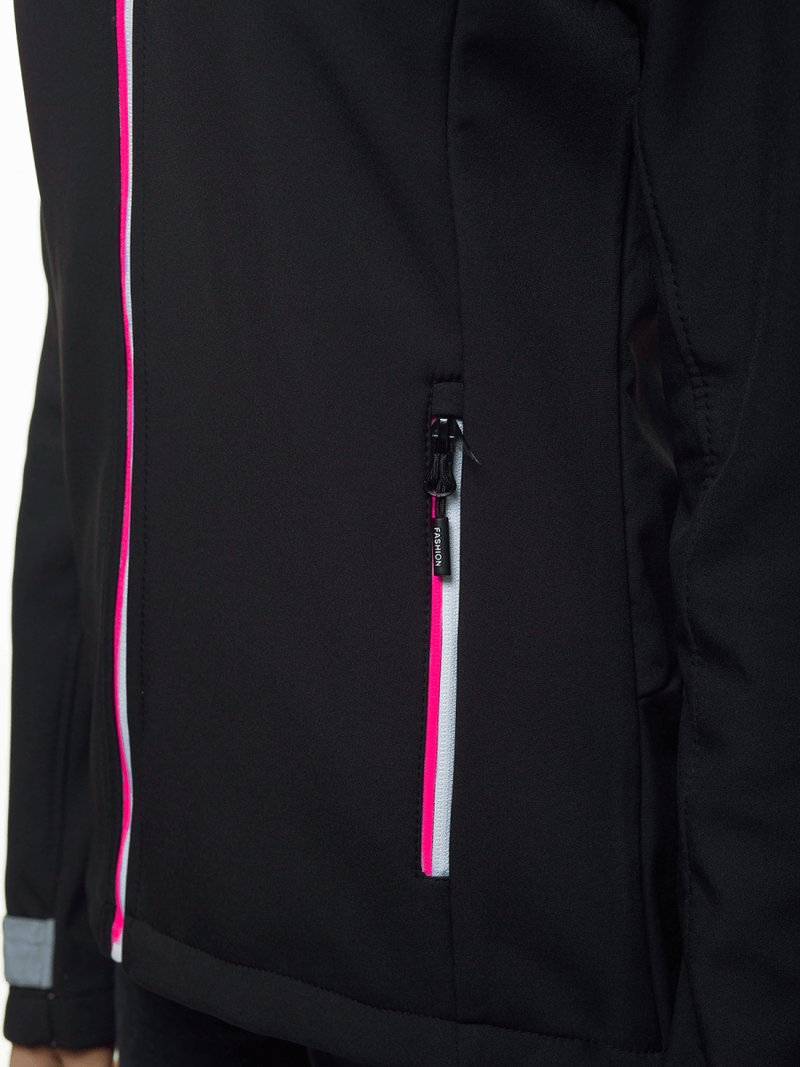 Kurtka softshell damska z kapturem czarna OZONEE JS/KSW6005