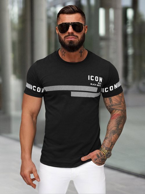 T-shirt męski slim fit czarny OZONEE JS/8B1701/3