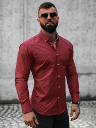 Koszula męska bordowa OZONEE O/CLS349