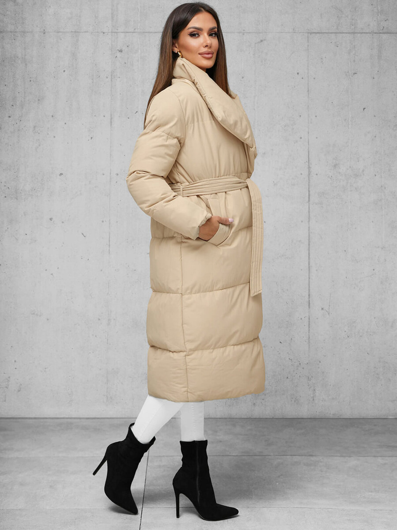 Płaszcz zimowy damski beżowy OZONEE JS/M737/62Z