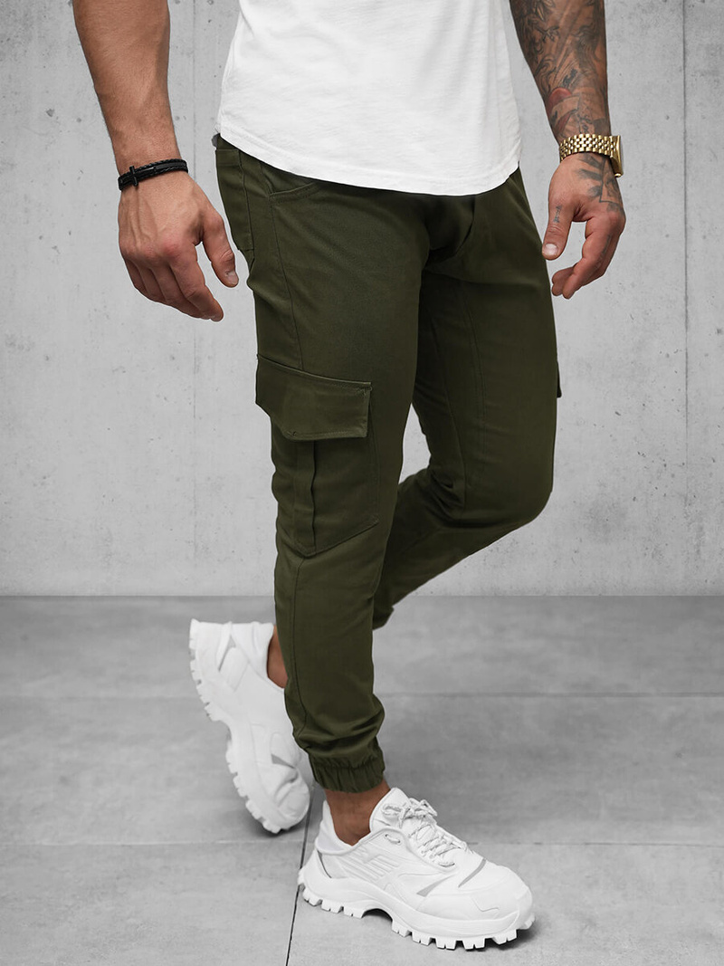 Spodnie męskie chino joggery khaki OZONEE A/404