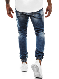 Spodnie jeans jogger męskie ciemno-niebieskie OZONEE G/1067