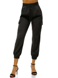 Spodnie damskie joggersy czarne OZONEE O/HM003