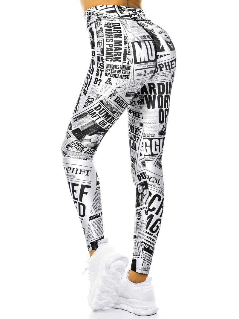 Legginsy damskie biało-czarne OZONEE O/20975