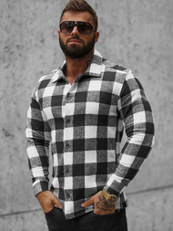 Koszula flanelowa męska czarno-biała OZONEE O/L0149