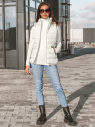 Kamizelka damska pikowana z kapturem ecru OZONEE N/6812/7Z