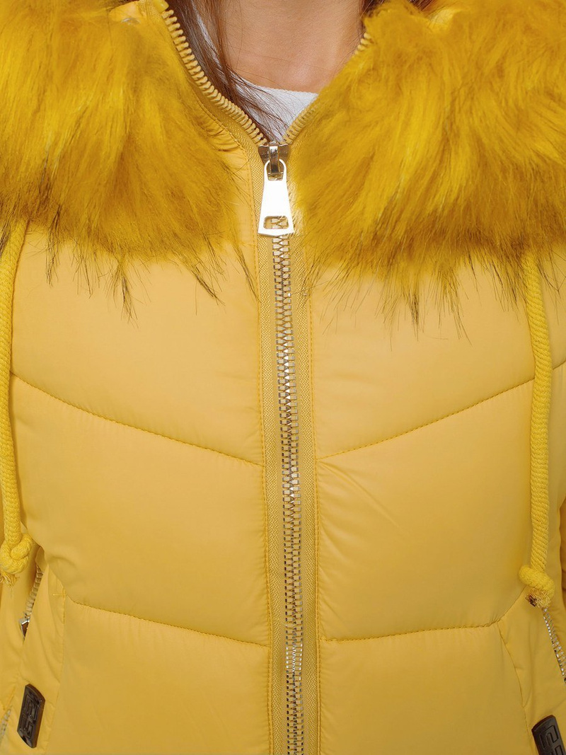 Kurtka zimowa damska parka z futerkiem jasno-camelowa OZONEE O/SW028/46