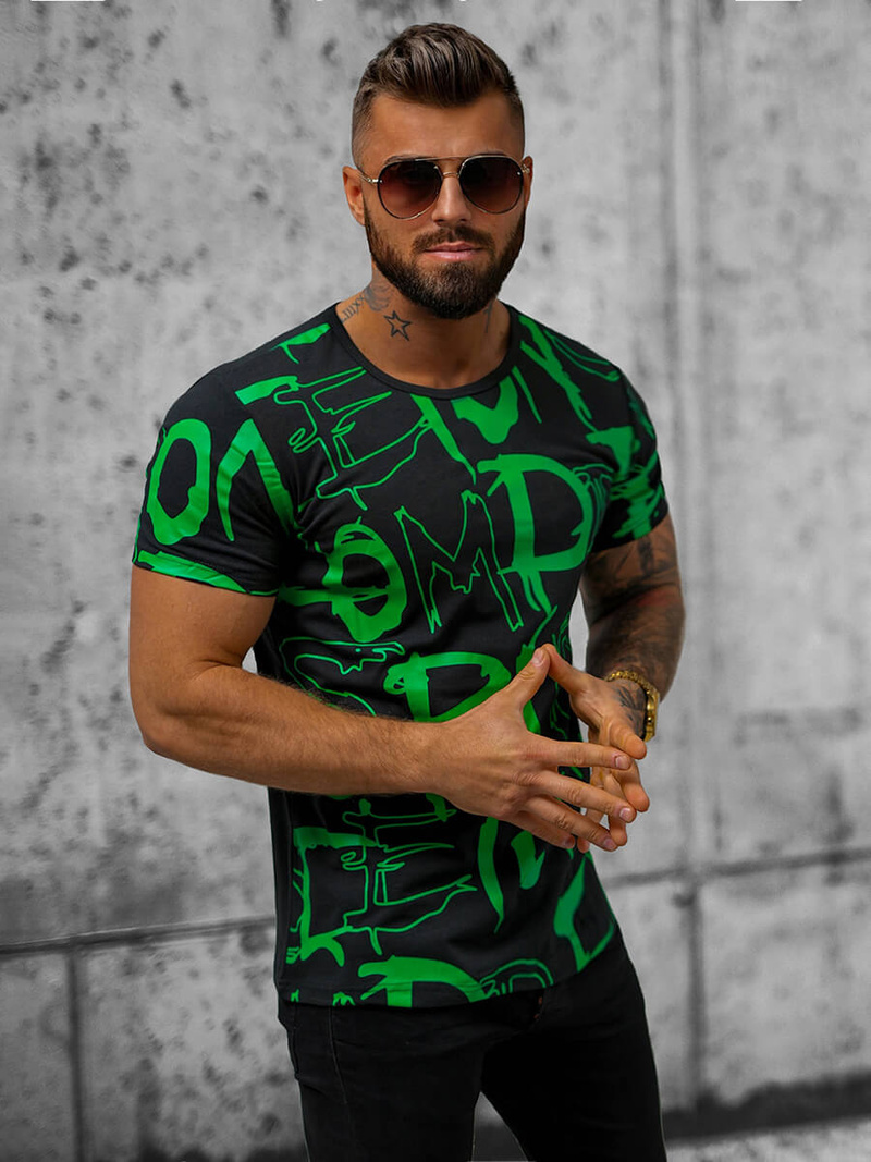 T-shirt męski czarny OZONEE JS/KS1972Z