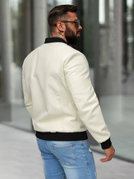 Kurtka skórzana męska bomberka ecru OZONEE JS/11Z8107