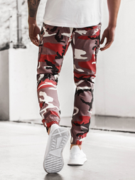 Штани чоловічі джоггери Бордово-бежеві OZONEE A/0853