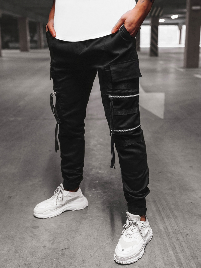 Spodnie męskie chino joggery czarne OZONEE G/11146