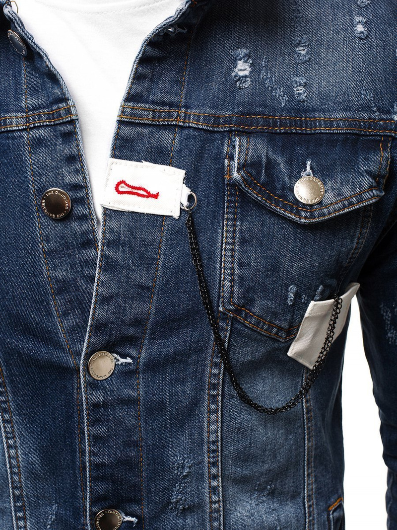 Kurtka jeans męska ciemno-niebieska OZONEE G/600