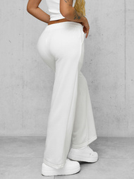 Spodnie dresowe damskie z szeroką nogawką białe OZONEE JS/92K503/1