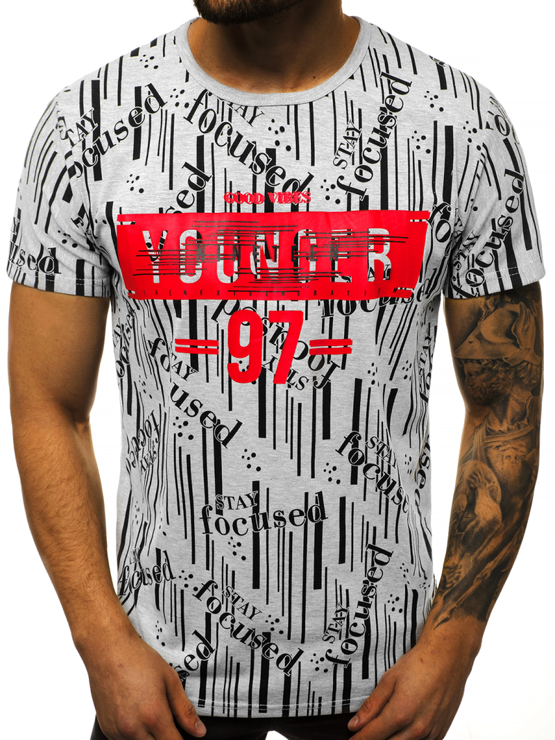 Футболка чоловіча Сiрий OZONEE JS/KS1993