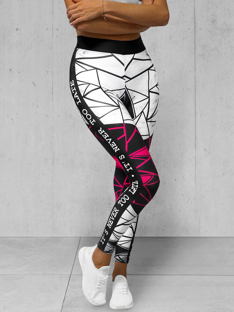 Legginsy damskie czarno-różowe OZONEE O/20432Z