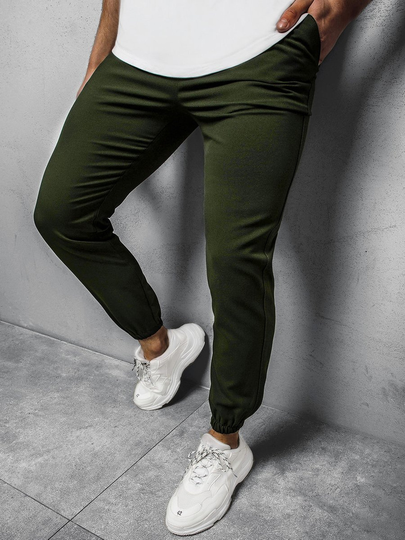 Spodnie męskie chino jogger materiałowe khaki OZONEE DJ/5539