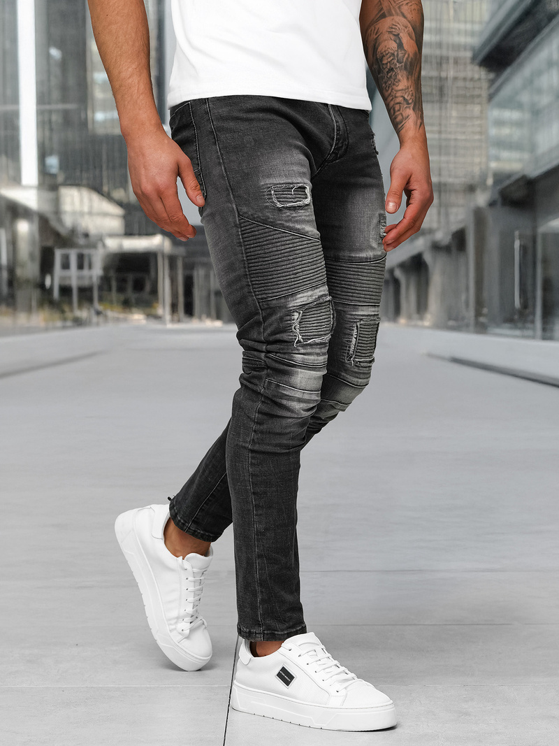 Spodnie jeansowe męskie slim fit czarne OZONEE NB/MP0142NZ