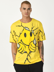 T-Shirt męski z nadrukiem żółty OZONEE MR/21537