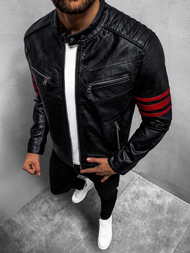 Куртка шкіряна чоловіча Чорно-Червона OZONEE YD/BF59359Z