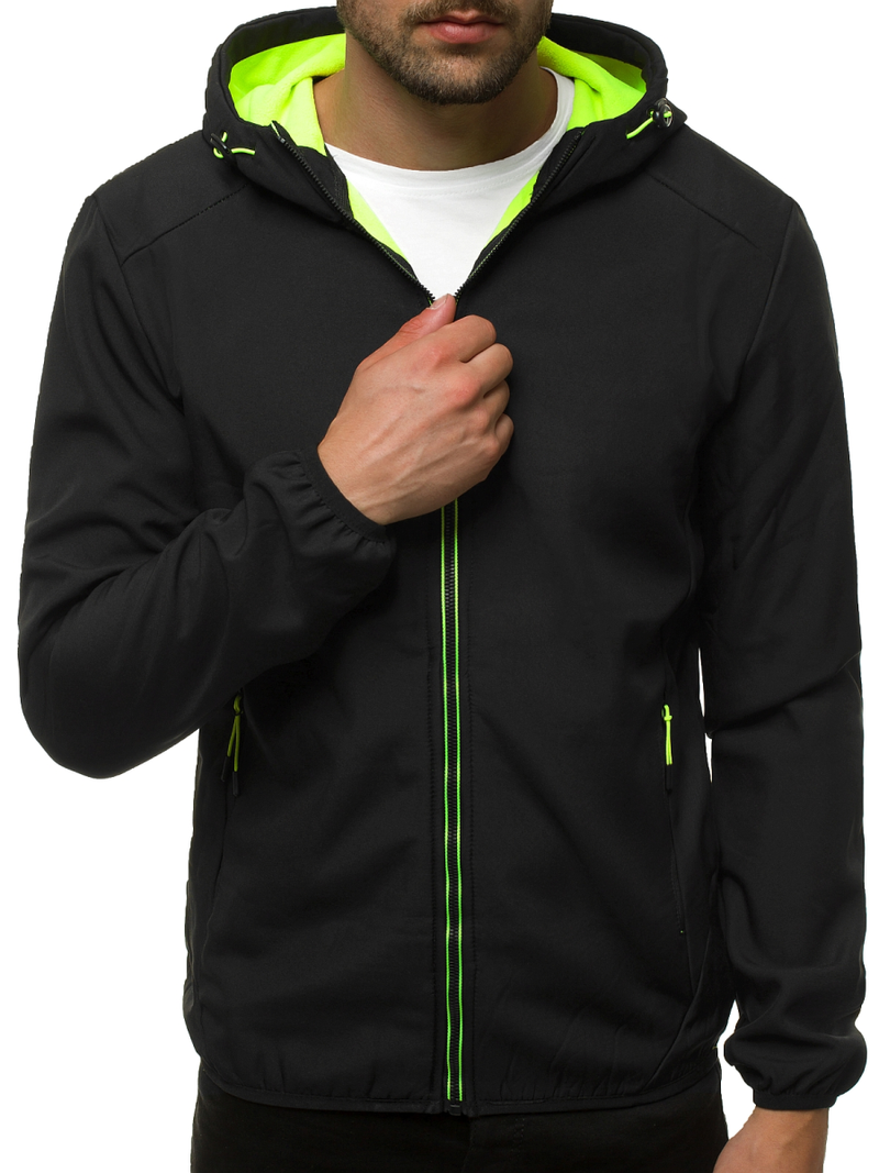Kurtka softshell męska z kapturem czarna OZONEE JS/KS2190