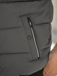 Kamizelka męska pikowana z kapturem grafitowa OZONEE JS/32M1780/105