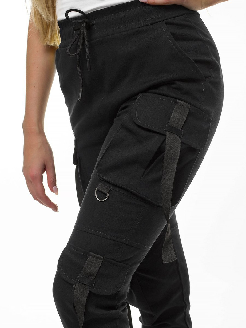 Spodnie damskie chino joggery czarne OZONEE O/8054