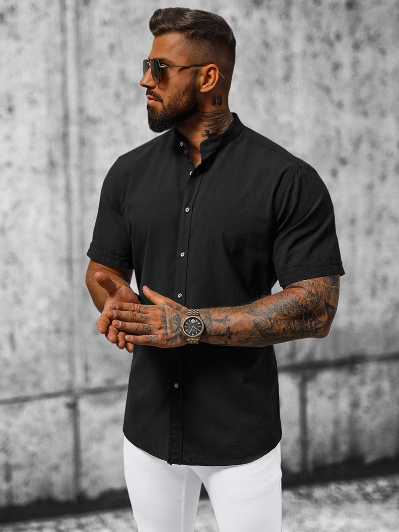 Сорочка чоловіча з коротким рукавом чорна OZONEE O/V50