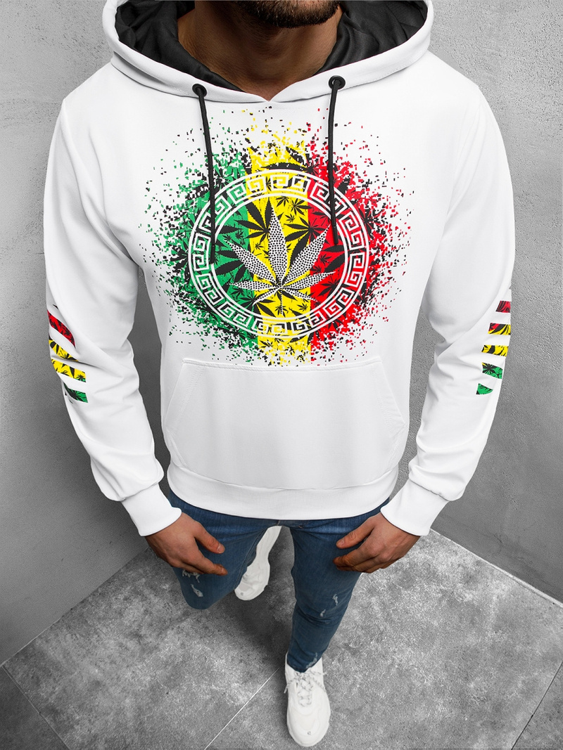 Bluza z kapturem męska biała OZONEE O/HM613Z