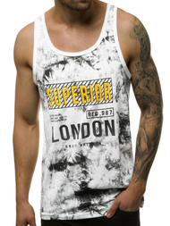 T-Shirt męski bez rękawów biały OZONEE JS/SS11037