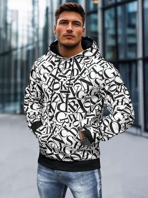 Bluza z kapturem męska biała OZONEE JS/8B1238/1Z