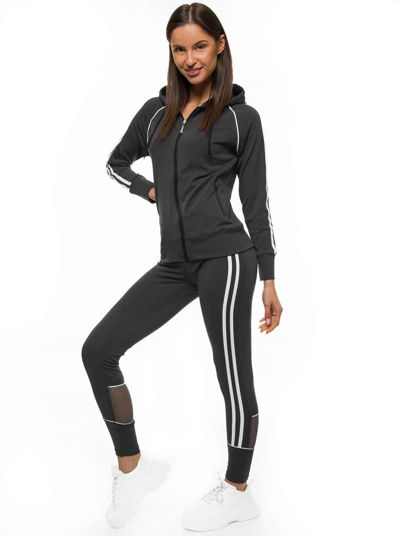 Komplet sportowy dwuczęściowy damski grafitowy OZONEE JS/HD070/2