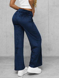 Spodnie damskie welurowe z szeroką nogawką granatowe OZONEE JS/92K531/66