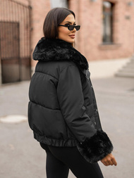 Kurtka zimowa damska z futerkiem czarna OZONEE O/H833